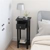 2 Tier Slim Nightstand Bedside Table with Drawer Shelf