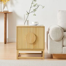 conifferism Modern Natural Night Stand 24" Wide with Solid Wood Doors, Bedroom Nightstand 24" Tall Bedside Tables (Color: Natural)