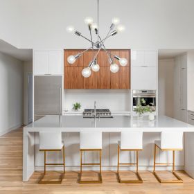 Sputnik Chandelier Modern Black Chandelier Mid Century Ceiling Lighting Fixtures 10 Lights E26 for Living Room, Kitchen Island, Bedroom, Dining Room (Color: Brushed Nickel)