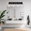 4-Light Wall Sconce Lighting with Hammered Glass Shade, Industrial Black Bathroom Lights Over Mirror