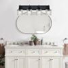 4-Light Wall Sconce Lighting with Hammered Glass Shade, Industrial Black Bathroom Lights Over Mirror