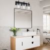 4-Light Wall Sconce Lighting with Hammered Glass Shade, Industrial Black Bathroom Lights Over Mirror