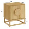 conifferism Modern Natural Night Stand 24" Wide with Solid Wood Doors, Bedroom Nightstand 24" Tall Bedside Tables