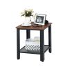 Industrial Style End Table with Mesh Shelves