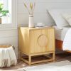 conifferism Modern Natural Night Stand 24" Wide with Solid Wood Doors, Bedroom Nightstand 24" Tall Bedside Tables