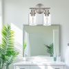 5-Light Bathroom Light Fixtures, Brushed Nickel Modern Vanity Lights Over Mirror with Clear Glass Shade