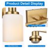 Bathroom Light Fixtures Brushed Brass 6-Light Bathroom Vanity Light, Modern Bathroom Lights Over Mirror with Milky White Glass Shade