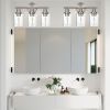 5-Light Bathroom Light Fixtures, Brushed Nickel Modern Vanity Lights Over Mirror with Clear Glass Shade