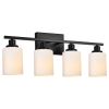 Bathroom Light Fixtures Brushed Brass 6-Light Bathroom Vanity Light, Modern Bathroom Lights Over Mirror with Milky White Glass Shade