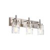 Vanity Light Fixtures 3 Light Modern Wall Sconces Lighting Black Bathroom Lights Wall Mounted with Hammered Glass Shade