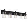 Vanity Light Fixtures 3 Light Modern Wall Sconces Lighting Black Bathroom Lights Wall Mounted with Hammered Glass Shade