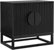 WOODEEM Modern Black Night Stand 24" Wide with Solid Wood Doors, Bedroom Nightstand 24" Tall Bedside Tables