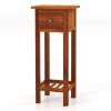2 Tier Slim Nightstand Bedside Table with Drawer Shelf