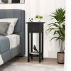 2 Tier Slim Nightstand Bedside Table with Drawer Shelf