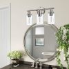 5-Light Bathroom Light Fixtures, Brushed Nickel Modern Vanity Lights Over Mirror with Clear Glass Shade