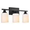 Bathroom Light Fixtures Brushed Brass 6-Light Bathroom Vanity Light, Modern Bathroom Lights Over Mirror with Milky White Glass Shade