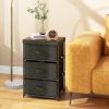 3-Tier Fabric Nightstand with Sturdy Metal Frame