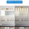 Bathroom Light Fixtures Brushed Brass 6-Light Bathroom Vanity Light, Modern Bathroom Lights Over Mirror with Milky White Glass Shade