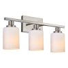 Bathroom Light Fixtures Brushed Brass 6-Light Bathroom Vanity Light, Modern Bathroom Lights Over Mirror with Milky White Glass Shade