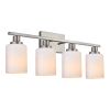 Bathroom Light Fixtures Brushed Brass 6-Light Bathroom Vanity Light, Modern Bathroom Lights Over Mirror with Milky White Glass Shade